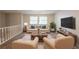 Comfortable living room featuring contemporary furniture, new flooring, and large windows at 5372 Martins Crossing Rd, Stone Mountain, GA 30088