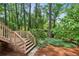 Backyard with steps down to lush ground cover and mature trees in background at 88 Karland Nw Dr, Atlanta, GA 30305