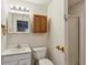 Bathroom with a vanity sink, wicker cabinet, and shower featuring glass doors at 88 Karland Nw Dr, Atlanta, GA 30305