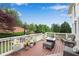 Back deck with stylish outdoor furniture and beautiful landscaping on a sunny day at 2020 Windermere Xing, Cumming, GA 30041