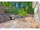 Backyard patio with built-in outdoor kitchen with grill and a dining table set at 525 Watergate Ct, Roswell, GA 30076