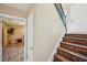 Inviting entryway with hardwood stairs and neutral walls offering a welcoming ambiance at 4035 Woodbridge Ct, Powder Springs, GA 30127