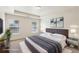 Staged bedroom with a large bed, bedside tables, and contemporary artwork with natural light from windows at 607 Tall Timbers, Woodstock, GA 30188