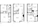 Three-story floor plans showing garage, living spaces, bedrooms, baths, and storage areas at 2513 Friar Tuck Se Ln # 1, Atlanta, GA 30339
