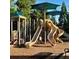 A playground with slides, climbing structures, and a blue shade canopy at 2335 Portrush Way (Lot 26) Dr, Atlanta, GA 30339