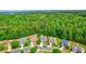 Overhead view of neighborhood homes nestled amongst the mature trees at 133 Parkway Dr, Fairburn, GA 30213