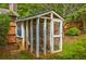 Backyard chicken coop with a screened enclosure at 133 Parkway Dr, Fairburn, GA 30213