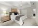 Comfortable main bedroom with a tray ceiling, complemented by a king-sized bed and a view of the ensuite bathroom at 4504 Reva Ne Way, Marietta, GA 30066