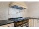 Gourmet kitchen boasting a premium black and gold range and tile backsplash at 2912 Vinings Forest Se Way, Atlanta, GA 30339