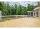 Expansive wooden deck overlooking a private backyard, perfect for outdoor dining and entertaining at 210 Little River Farms Trl, Canton, GA 30115