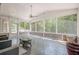 Inviting screened-in porch with large windows and comfortable seating, offering views of the backyard at 210 Little River Farms Trl, Canton, GA 30115