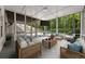 Screened patio with comfortable seating and view of the pool, perfect for relaxation at 1260 Heards Ferry Rd, Sandy Springs, GA 30328