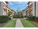 Beautiful courtyard view with manicured landscaping, sidewalks, and classic architecture under a partly cloudy sky at 746 N Highland Ne Ave # 7, Atlanta, GA 30306