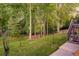 Expansive backyard features lush grass, mature trees, and a batting cage at 5028 Winding Hills Ln, Woodstock, GA 30189