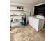 Functional laundry room with a washer, dryer, and shelving for storage at 2021 Moody Drive Southwest, Atlanta, GA 30315