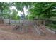 Landscaped backyard featuring raised garden beds, wooden fence, and lush greenery at 417 E College Ave # 102, Decatur, GA 30030