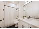 Modern bathroom featuring a sleek vanity with matte black hardware, and a shower with white subway tile at 417 E College Ave # 102, Decatur, GA 30030