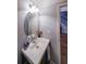 Stylish powder room features a sleek vanity with oval mirror and modern lighting at 991 Sibley Ne Ln, Atlanta, GA 30324