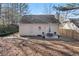 Backyard with patio, surrounded by a wood fence and lush trees, creates a private oasis at 3700 Mays Xing, Atlanta, GA 30331