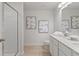 Bathroom featuring double sinks with stunning countertop and modern fixtures at 316 Navigator Ln, Mcdonough, GA 30253