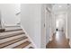 Hallway with modern staircase and wood floors at 392 Concord St, Alpharetta, GA 30009