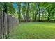 Spacious backyard is surrounded by lush greenery and mature trees, creating a private oasis at 2766 Stonecreek Se Rd, Smyrna, GA 30080