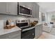 Stylish kitchen with modern appliances, gray cabinetry, and an open layout at 3142 Washburn St, Atlanta, GA 30354