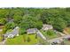 Aerial view of a cozy neighborhood featuring single-story homes, mature trees, and grassy lawns at 1605 Wellswood Se Dr, Atlanta, GA 30315
