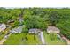 Aerial view of a cozy neighborhood featuring single-story homes, mature trees, and grassy lawns at 1605 Wellswood Se Dr, Atlanta, GA 30315