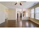 Bright living room open to the kitchen features hardwood floors and natural light at 1761 Stoney Chase Dr, Lawrenceville, GA 30044
