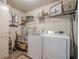 Laundry room includes side by side washer and dryer and overhead and under-counter storage at 285 Turtle Rock Pl, Acworth, GA 30101