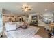 Open-concept living area with a view of the kitchen, hardwood floors, and a modern design at 285 Turtle Rock Pl, Acworth, GA 30101