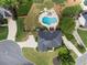 A stunning aerial view of a backyard featuring a sparkling pool and outdoor seating at 503 Chatfield Nw Way, Marietta, GA 30064
