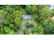 Aerial view features a charming home nestled among mature trees with a circular driveway at 789 Concord Sw Rd, Smyrna, GA 30082