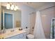 Bathroom with a sink, vanity, toilet, and shower/tub combo at 9050 Brockham Way, Alpharetta, GA 30022