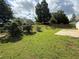 Green backyard with grass, trees, bushes, and a wooden fence that provides a private outdoor space at 124 Sparkling Spring Trl, Mcdonough, GA 30252