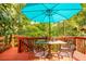 Deck with outdoor seating and wooded backyard at 9155 Nesbit Ferry Rd, Alpharetta, GA 30022
