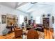 Bright living room with vaulted ceilings, hardwood floors, leather sofa and stylish furnishings at 1143 Church Nw St, Atlanta, GA 30318