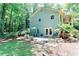 Backyard featuring a patio area, lush greenery, and mature trees, offering privacy at 3320 Bryant Ln, Marietta, GA 30066