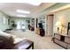 Finished basement featuring neutral carpet, white walls and access to the exterior at 3320 Bryant Ln, Marietta, GA 30066
