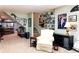 Spacious basement with carpet, staircase and eclectic wall art at 3320 Bryant Ln, Marietta, GA 30066