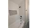Bright bathroom features white subway tiles and modern black fixtures at 2131 Glendale Dr, Decatur, GA 30032