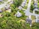 Aerial view of a backyard featuring a trampoline and a privacy fence at 2173 Beacon Crest Dr, Buford, GA 30519