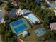 Aerial view of community tennis courts and swimming pool at 230 Leaf Court, Alpharetta, GA 30005