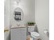 Cozy half bathroom featuring a single sink vanity and modern fixtures at 4910 Longcourt Se Trce # 13, Atlanta, GA 30339