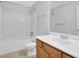 Bright bathroom features tub and shower combination at 516 Broad Head Pt, Suwanee, GA 30024