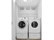 Laundry room with modern washer and dryer at 516 Broad Head Pt, Suwanee, GA 30024