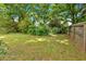 Grassy backyard with a wood fence, offering an outdoor space with mature trees at 3035 Landington Way, Duluth, GA 30096
