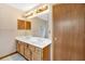 Bathroom with double sink vanity and neutral paint at 3035 Landington Way, Duluth, GA 30096