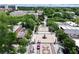 Aerial view featuring a landscaped public square with walkways and a central fountain feature at 1205 Mcclelen Way, Decatur, GA 30033